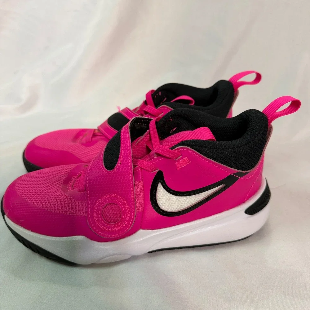 Nike Team Hustle D 11 Kids Basketball Shoes Hyper Pink White DV8994-601 Size 2Y